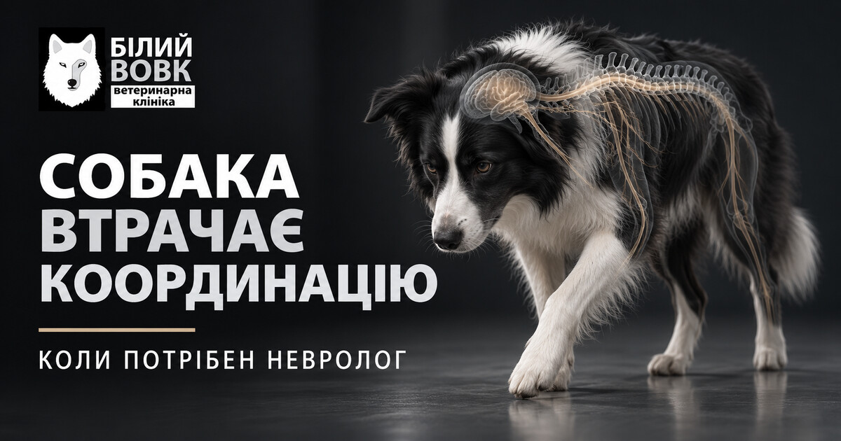 Собака з порушенням координації та схема нервової системи